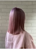 大人可愛い丸みボブピンクラベンダーベージュベビーピンク