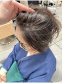 大人白髪ぼかしショートハイライトカラー