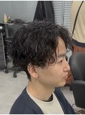 センターパート/メンズウェーブヘア/波巻きパーマ/メンズカット