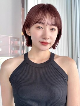 ガーデンヨコハマ(GARDEN YOKOHAMA) 切りっぱなしボブ ワイドバング ブリーチなし ローズブラウン