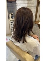 ミルク(MILK)&nbsp;切りっぱなしミディアム×柔らかベージュ×白髪ぼかし