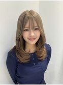 ミディアムヘア暗めカラーデザインカラーフェイスフレーミング