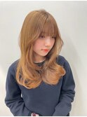 ヘーゼルグレージュミディアムレイヤーボブワイドバング
