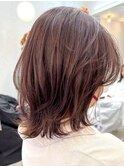 くびれウルフミディアムレイヤーカットウォームブラウン髪質改善