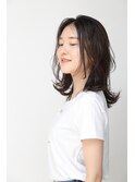 ２０代３０代４０代外ハネアッシュグレージュ肩ライン耳掛け