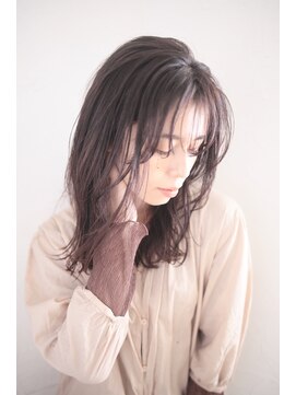 アンド(AND) シースルーバング　ミディアム　アッシュ　Aラインロブ　中目黒