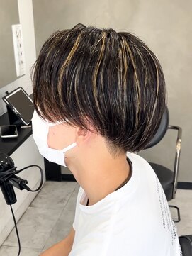 エルマーク(L-MARK) ハイライトセンターパートメッシュダブルカラーツーブロック