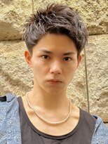 アップバング　ショート　メンズカット　短髪　眉毛