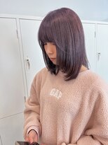 ルヴェルヘアー(Revel hair)&nbsp;ロブ フェイスレイヤー × ワンブリーチ × ラベンダーベージュ