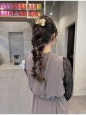 編み下ろしヘアアレンジ/ツイン/アップスタイル/ヘアセット/登戸