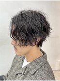 ミディアムセンターパートスパイラルパーマ　【下北沢/men's】