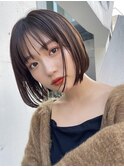 渋谷切りっぱなしボブマロンブラウンヘーゼルブラウンカラー韓国