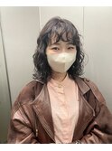 ボブパーマ/黒髪パーマ/切りっぱなしボブ/ショートボブ