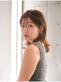 韓国顔まわりレイヤーカットグレージュオリーブベージュブラウン