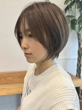 ビューエヒメ(VIEW EHIME) 小顔カットショートボブ大人可愛いアッシュオリーブ