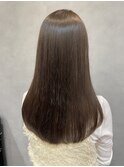 マロンブラウン美シルエットストレートロングヘア髪質改善