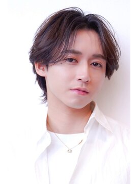 ハバナ 渋谷(HAVANA) メンズ波巻きセンターパート韓国風黒髪ツーブロックマッシュ