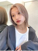 渋谷ブリーチカラータッセルボブ顔周りレイヤー切りっぱなしボブ