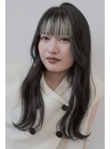ロングレイヤーフェイスレイヤーバングカラー韓国くびれヘア