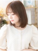 バーガンディシースルーバングワンカールミディh4上尾20代30代