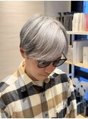 50代40代白髪ぼかしシルバーメッシュバレイヤージュ