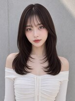 ユーフォリア 渋谷グランデ(Euphoria SHIBUYA GRANDE)&nbsp;ミディアムレイヤー 韓国ヘア 顔周りレイヤー グレージュカラー