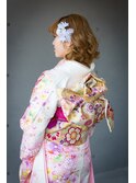 【着物】変わり帯・創作帯・ダウンスタイルヘアー