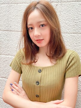 ロンドプランタン 恵比寿(Lond Printemps) 前髪なし小顔ミディアムヘア ワンカールミックス