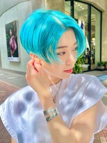 マックス フォー ヘアー(MAX FOR HAIR) 【デザインカラー】ハンサムショート×ハイトーンペールブルー◎