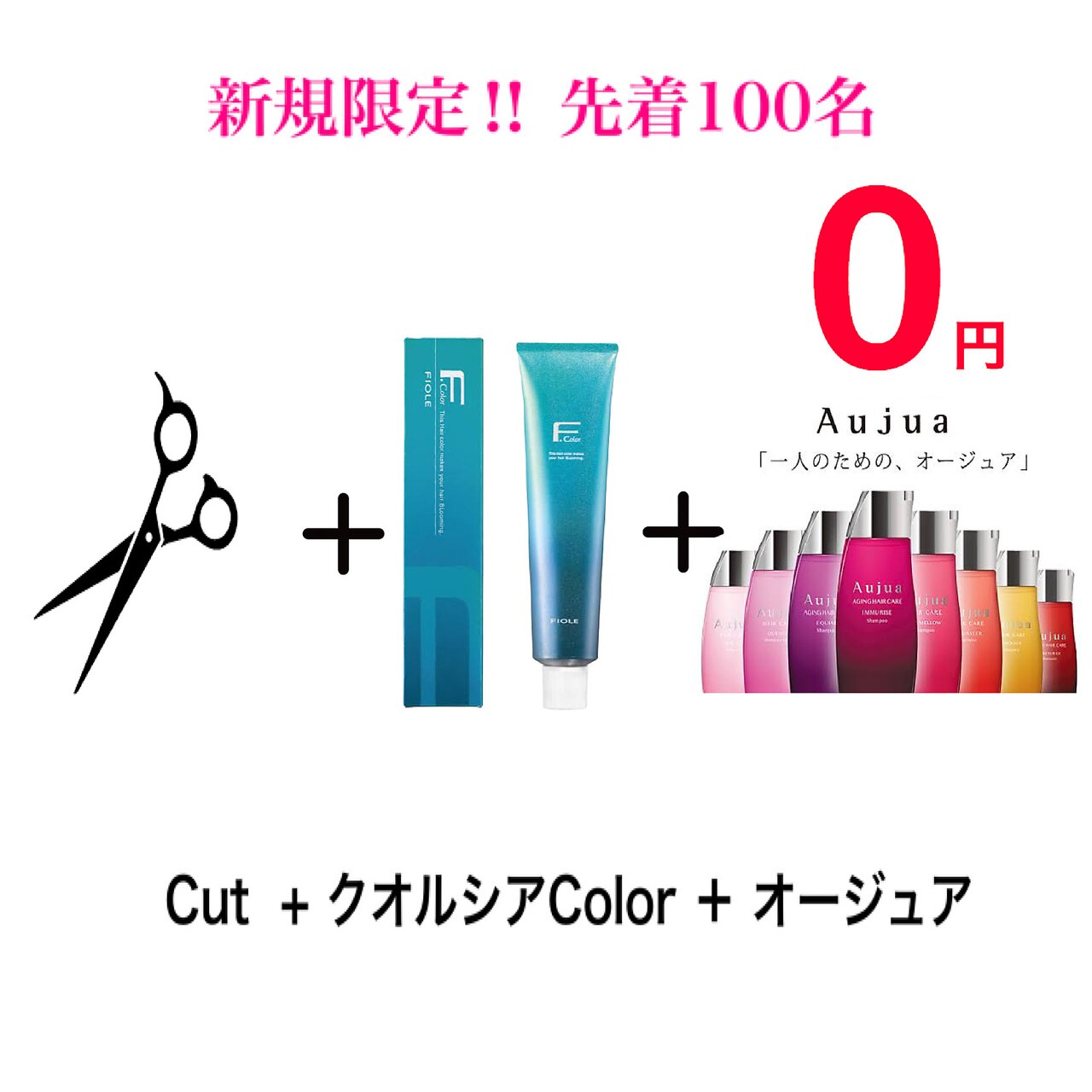 【新規様限定】100名限定カット+クオルシアカラー+Aujua無料\14300→\8250