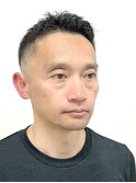 アップバングベリーショート/フェード/理容室/くせ毛/パーマ/眉