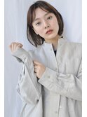 カーテンバング/前髪パーマ/丸みボブ/センターパート