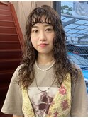 20代30代大人可愛いロングウルフくせ毛風パーマ暗髪パーマ