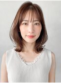 大人ガーリーダークアッシュミディアムレイヤーカットa