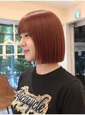 〇オレンジブラウンカラー×切りっぱなしボブ