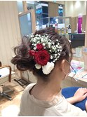 前撮り×ヘアセット×生花×アレンジ×編み込み×似合わせ