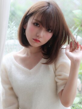 マイラ 銀座(myla) 美髪グレーベージュくびレイヤーロング小顔前髪パーマ黒髪ボブ