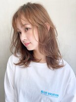マロンベージュ似合わせカットウェーブミディアム_8683