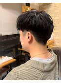 アップバングツーブロック刈り上げWaxスタイリング札幌美容室