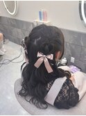編み込みハーフツイン