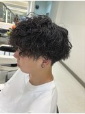 メンズショートツーブロックパーマ@30代40台50台