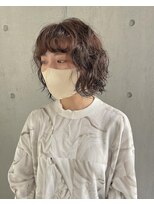 ユノ(juno)&nbsp;くせ毛風ショートボブパーマ　シオガマ
