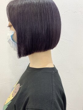 イコ 表参道原宿(ico) ダブルカラー ケアブリーチ パープル ワンレンボブ