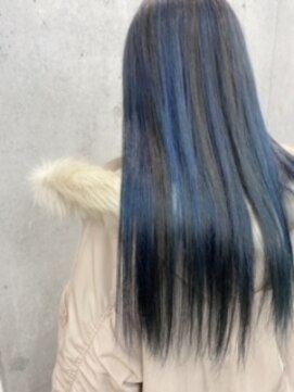 アジールヘア 赤羽駅南口店(agir hair) ブルーハイライト×黒髪風カラー×イルミナ×ダークアッシュ