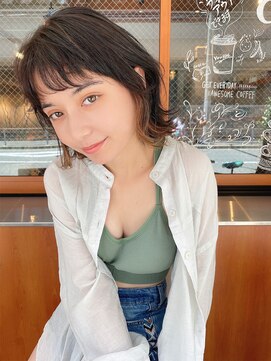 ルービック 難波(Rubik's) ウルフレイヤーボブ×インナーカラー×毛先パーマ