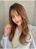 斜めバング/前髪/顔周りシルキーベージュカラー韓国ヘア[仙台]