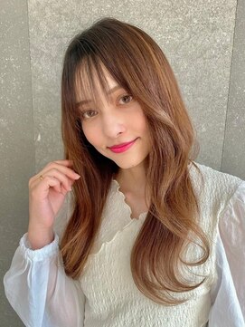 ロンドシェリ 仙台(Lond Cheri) 斜めバング/前髪/顔周りシルキーベージュカラー韓国ヘア[仙台]