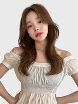 シースルーバング　くびれヘア　韓国ヘア ナチュラルブラウン3１