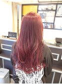 チェリーピンク髪質改善カラー艶ロング美髪Wカラー日吉