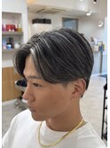 【センターパート】×【ホワイトメッシュ】